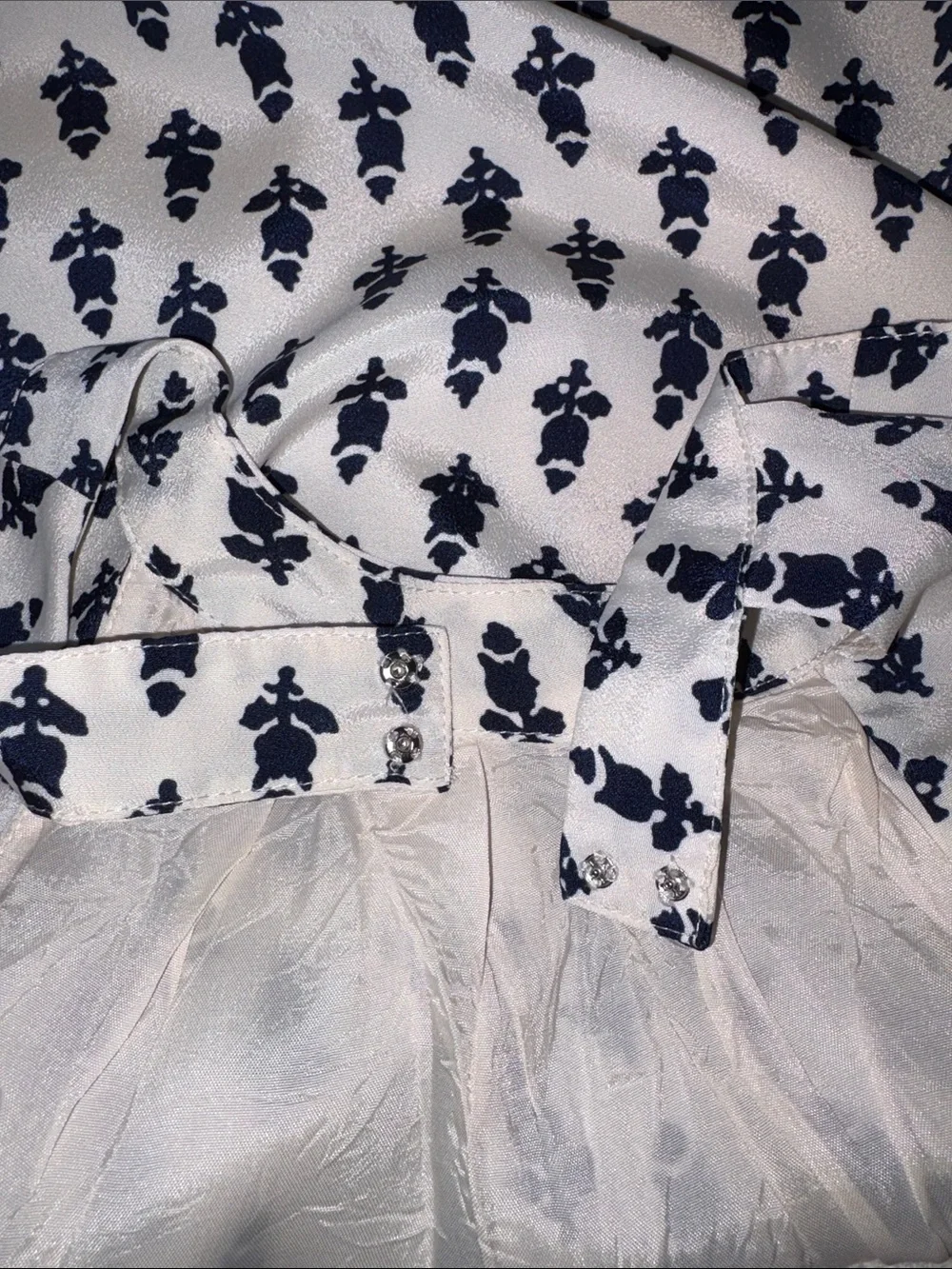 J. Crew Lined Cream Dress with Blue Floral Print EUC 6